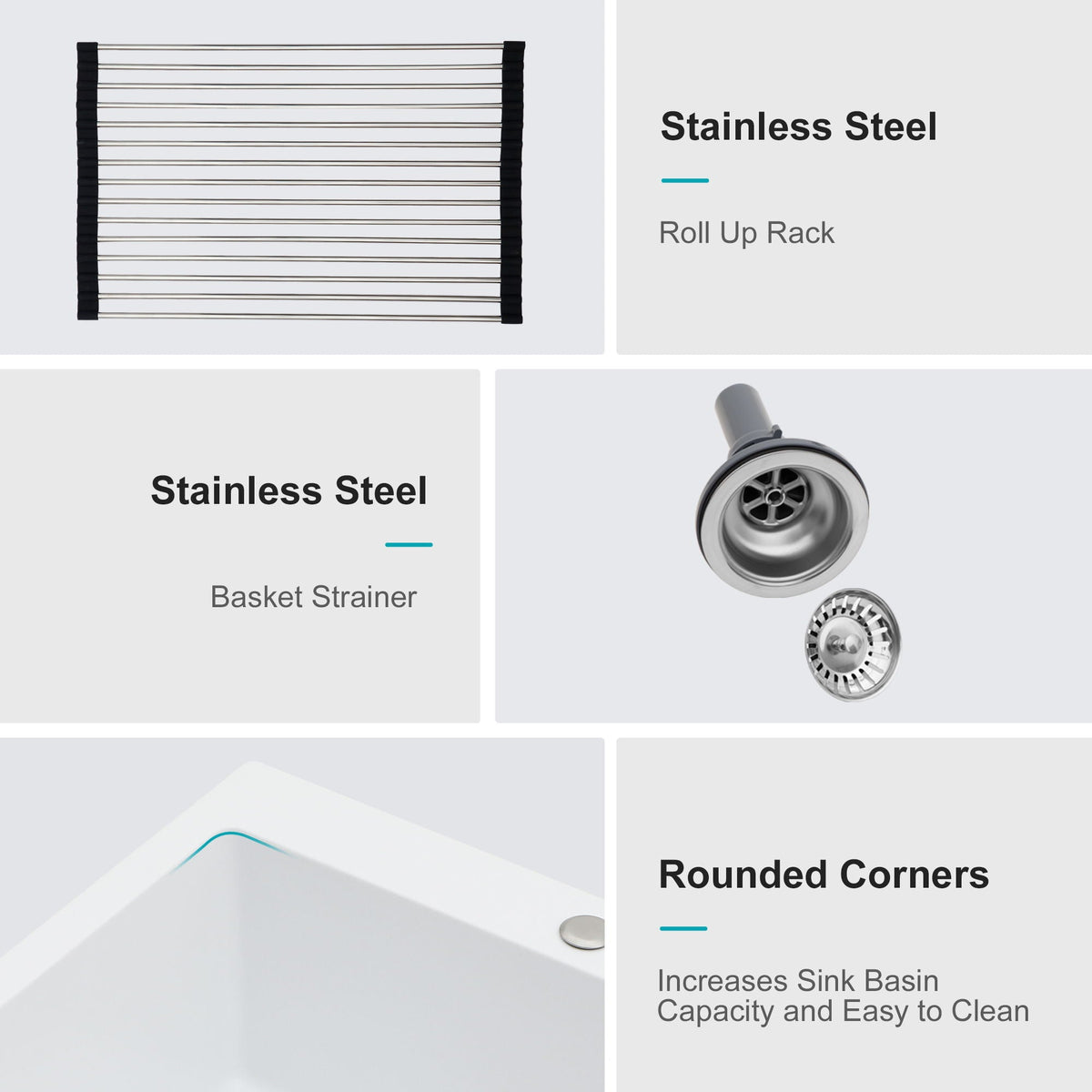 Quartz Kitchen Sink, Granite Composite, Drop In Sink With Durable Design