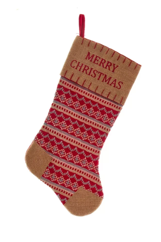 Knit and Burlap Stocking - Garland