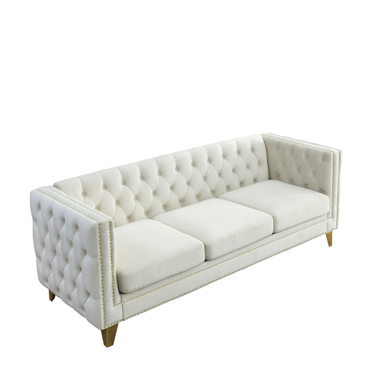 Upholstered Couch Sofa With Button Tufting For Living Room
