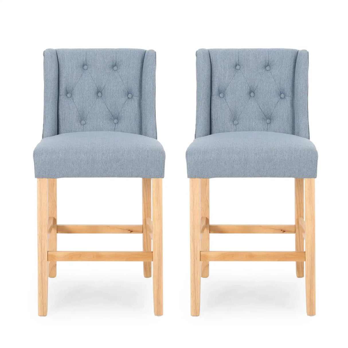 Vienna - Contemporary Fabric Tufted & Wingback Counter Stools (Set of 2)