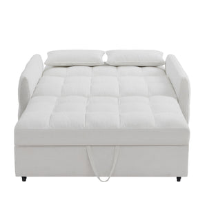 Loveseat Sofa Pull-Out Bed With Adjustable Backrest, 3 USB Ports And 2 Lumbar Pillows For Living Room