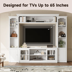 All-In-One TV Stand With Bookcase For TVs Up To 65"