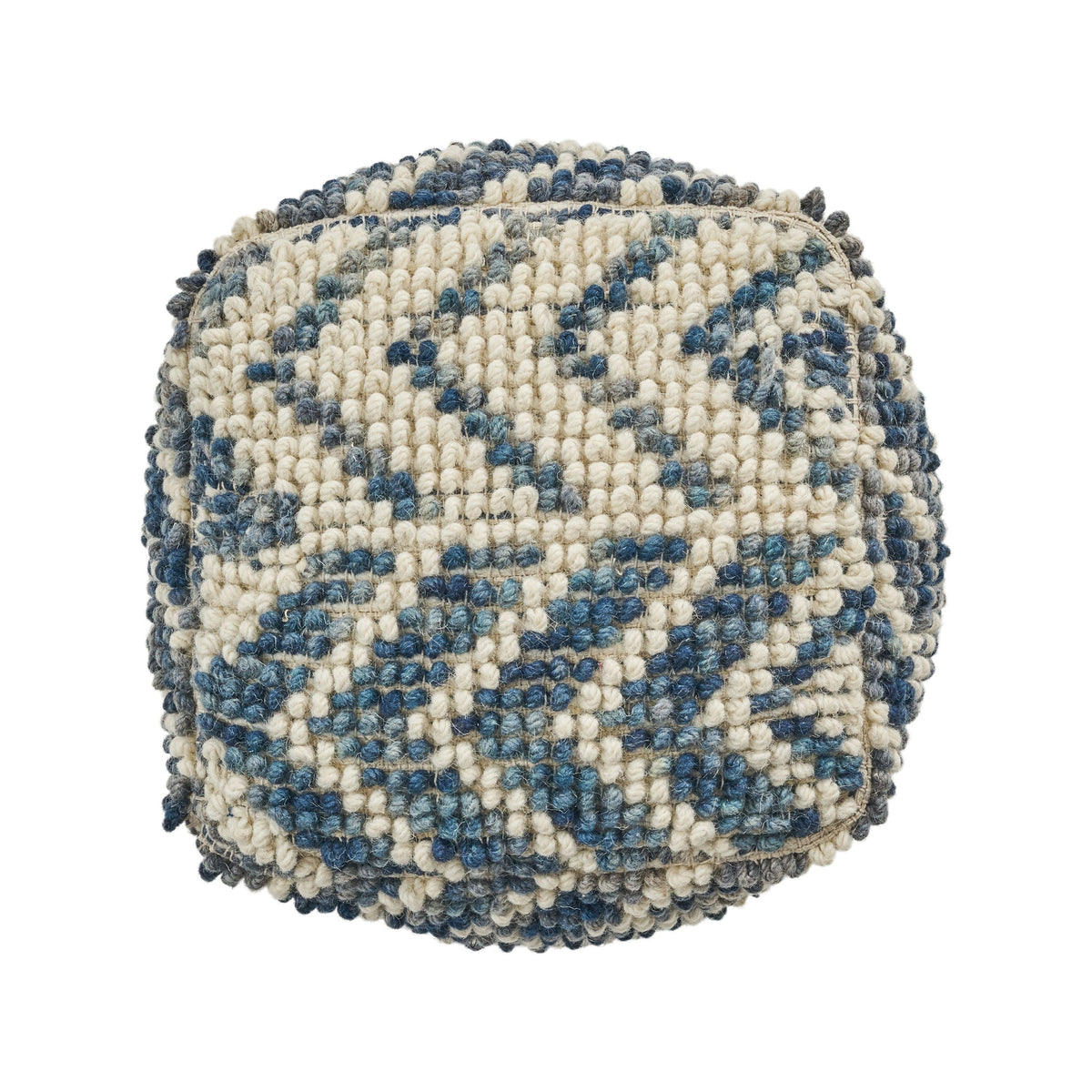 Alina Wool and Cotton Pouf with Polystyrene Filling - Natural