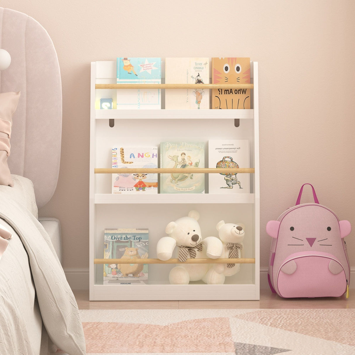 3 Tier Book Shelf, Compact Storage For Bedrooms