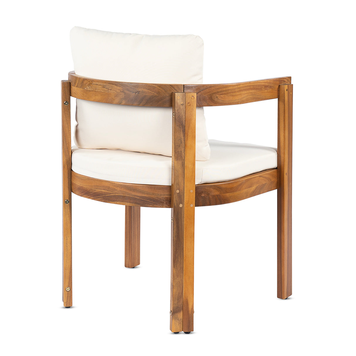 7 Pieces Acacia Wood Outdoor Dining Set with Cream Cushions