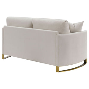 Corliss Upholstered Curved Track Arm Loveseat Beige