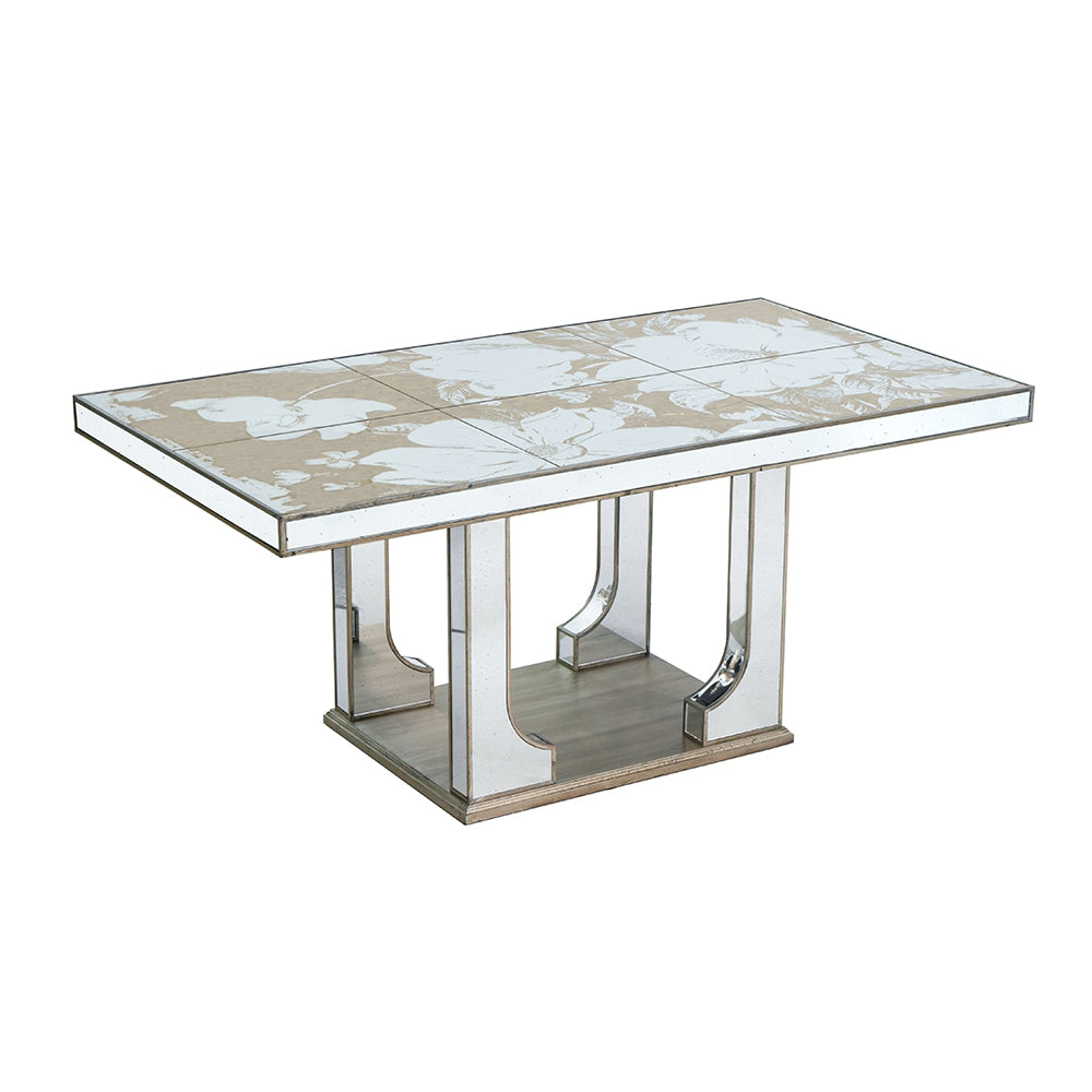 Aesthetic Rectangular Dining Table with Floral Design