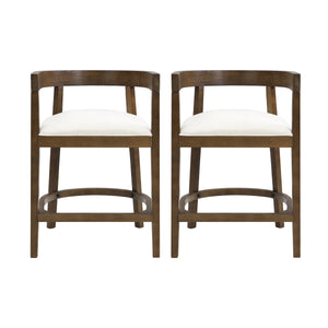 Modern Rubberwood Counter Stool Set with Upholstered Seats