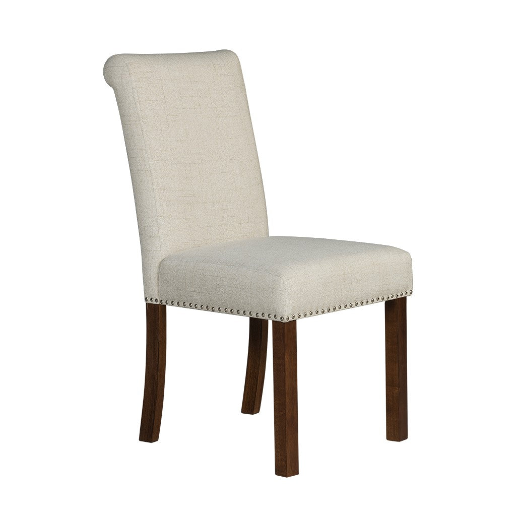Upholstered Dining Chair with Nailhead Trim and Rolled Back, Set of 2