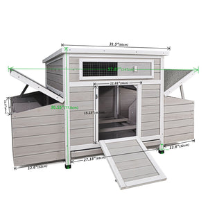 Large Chicken Coop Outdoor Hen House with Dual Nesting Boxes