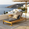 Teak Finish Acacia Wood Chaise Lounge with 1.57-Inch Cushion