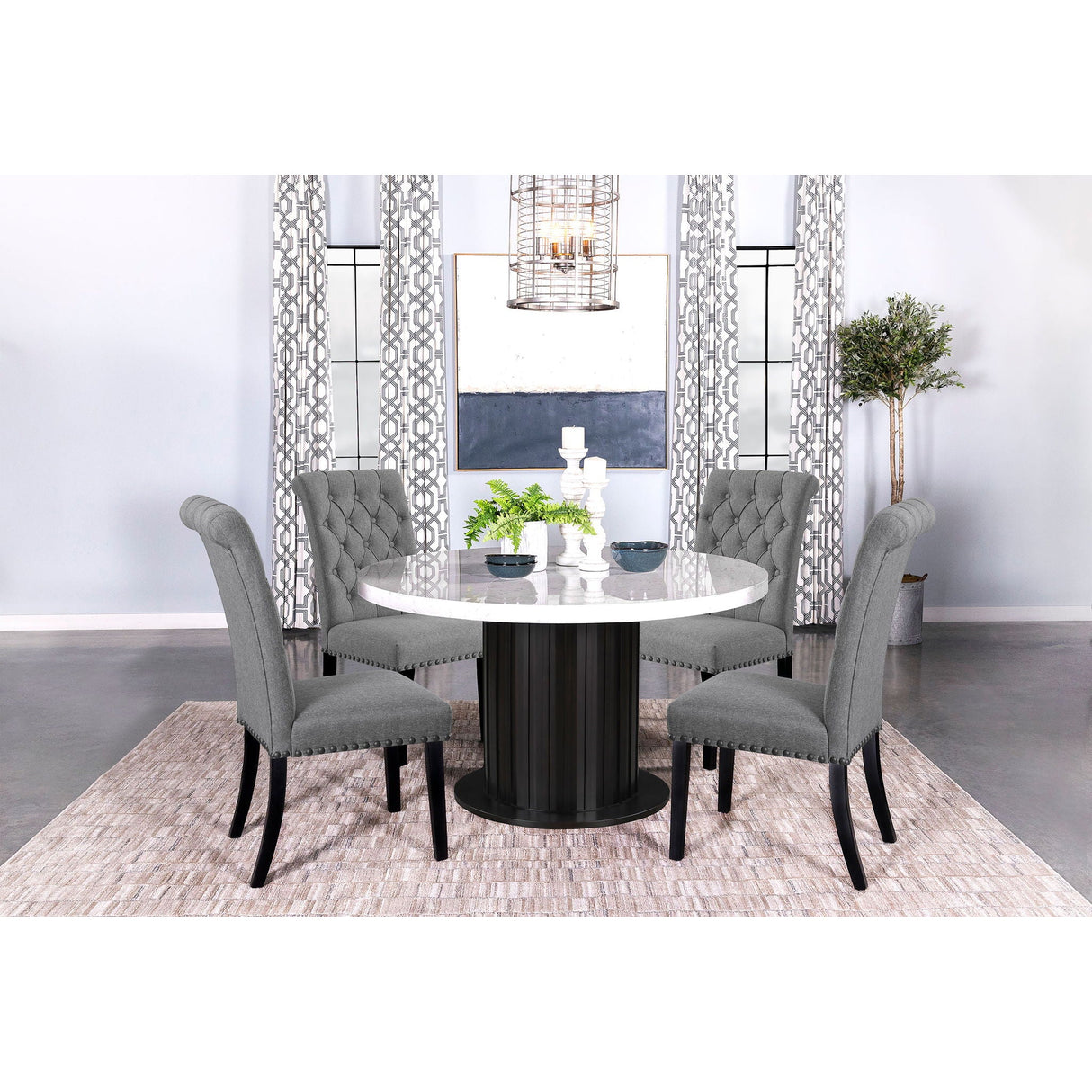 Tufted Rolled Backrest Side Chairs (Set of 2)