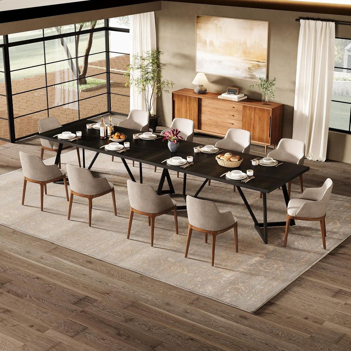 Rectangular Dining Table For 6 - 8 People - Black