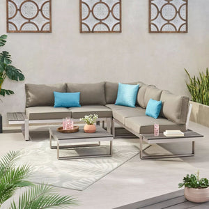 Sterling Outdoor V Shaped 5 Seater Sofa Set With Cushions
