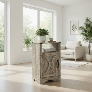 Farmhouse Nightstand, Charging Station & Storage