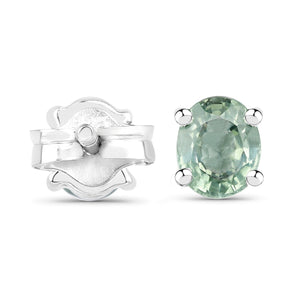 0.68 Carat Genuine Green Sapphire .925 Sterling Silver Earrings