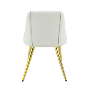 White Synthetic Leather Side Chair Set of 2 with Chrome Legs