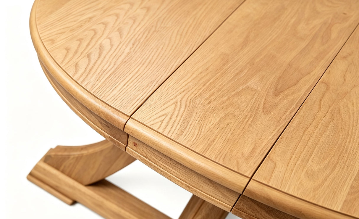 Extendable Round Rubber Wood Dining Table