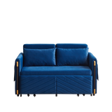Convertible Velvet Loveseat Sleeper with Arm Storage and Adjustable Back