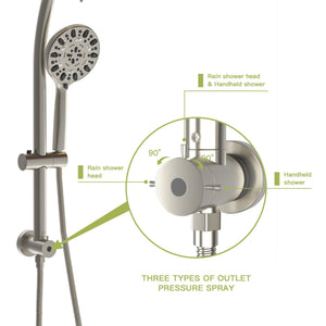 Multi Function Dual Shower Head Shower System With 4.7" Rain Showerhead, 7 Function Hand Shower, Adjustable Slide Bar