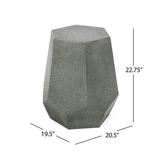 Modern Hammered Iron Geometric End Table