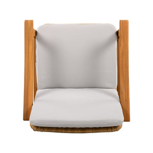 Outdoor Dining Chairs Set of 2, Teak Color Acacia Wood Frame