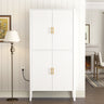U_STYLE Modern Fluted Wine Cabinet with Glass Display & Stemware Rack