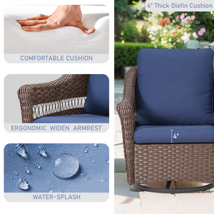 Outdoor Swivel Rocking Wicker Chairs Set of 2