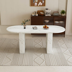 Oval Dining Table With Wood Strip Base