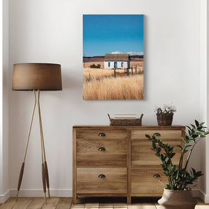 House Barn Picture Wall Art For Home Decor - Natural / Blue