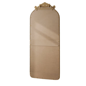 Retro Arched Full Body Mirror with Vintage Carved Applique