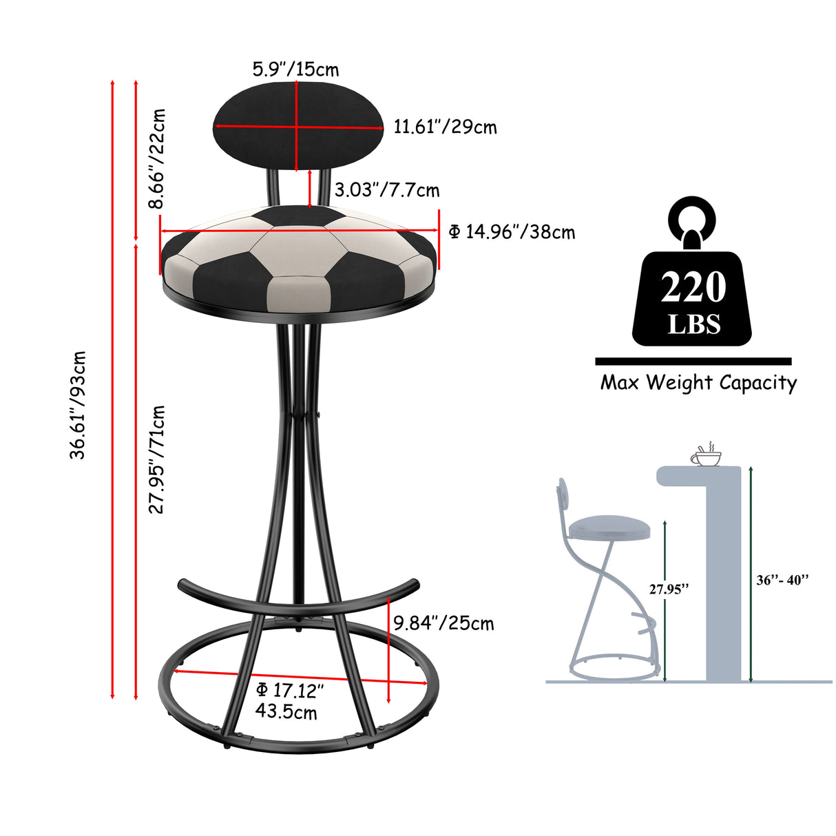 Upholstered S-shaped Barstools Set of 2