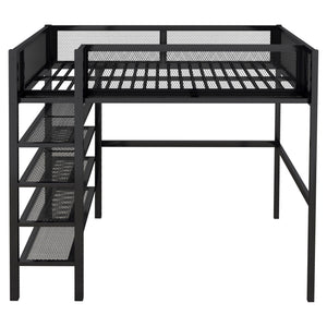 Loft Bed With 4 Tier Shelves And Storage