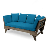 Outdoor Convertible Acacia Wood Daybed with Water-Resistant Cushions by christopher knight home