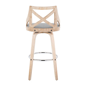 Charlotte - Farmhouse Fixed Height Bar Stool With Swivel And Round Footrest (Set of 2)