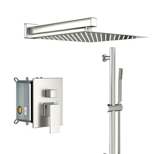 Modern Shower System With Adjustable Slide Bar, Stainless Steel And Brass Construction