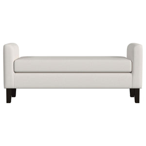 Hollis - Upholstered Accent Bench With Armrests Seating - Vanilla White
