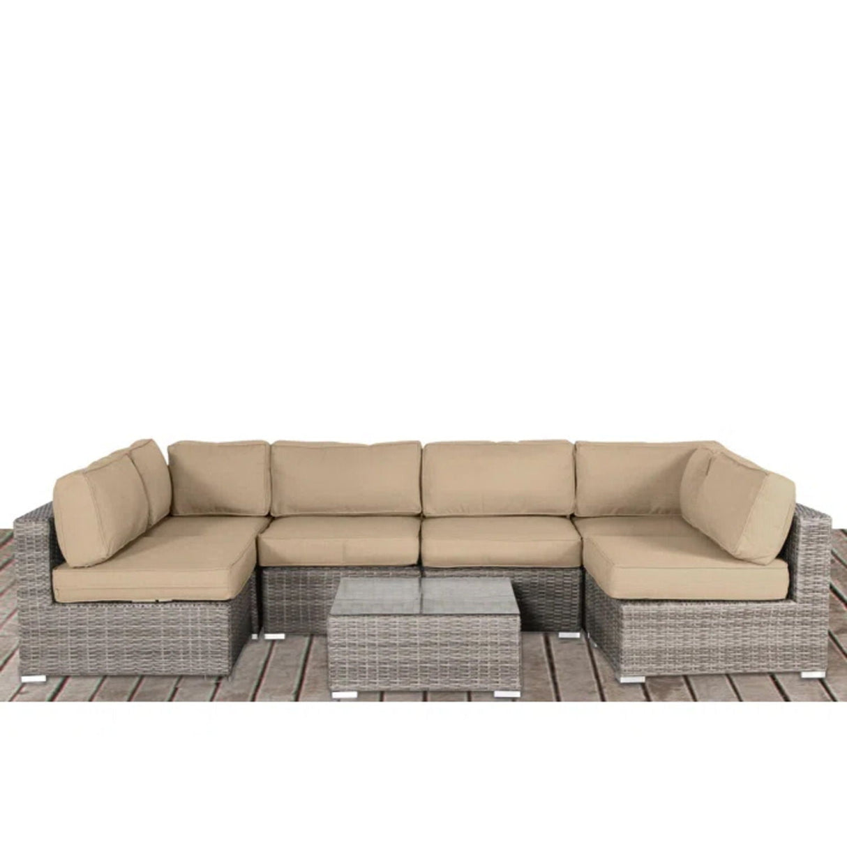 Seating Set With Cushions Handcrafted Wicker Design