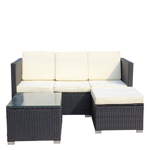 Outdoor 5-Piece PE Rattan Wicker Patio Sofa Set with Coffee Table