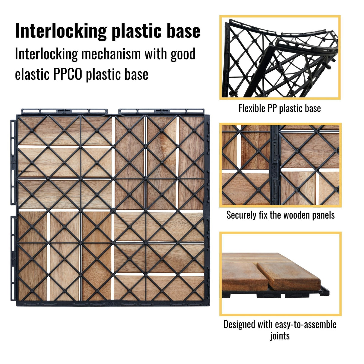 12" X 12" Interlocking Deck Tiles Checker Pattern