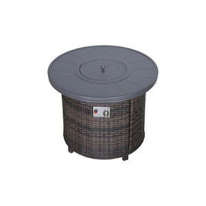 Rattan Patio Set With Comfortable Cushions And Fire Pit
