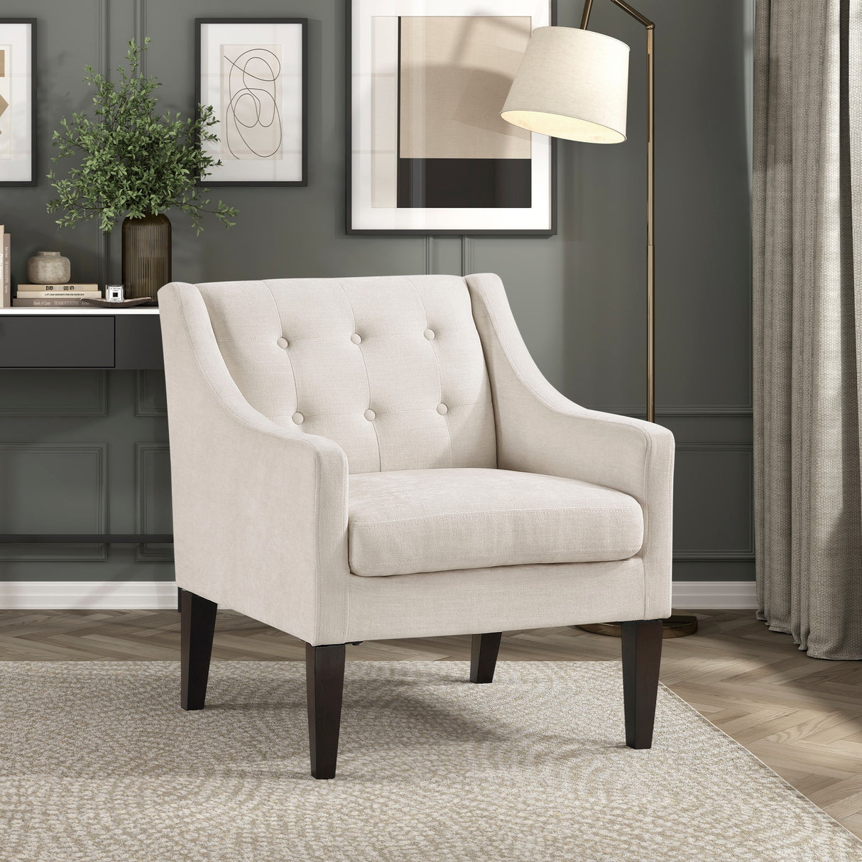 Contemporary Button Tufted Accent Chair