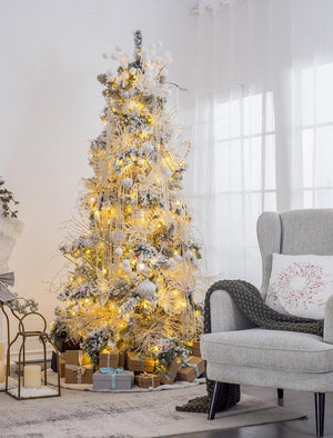 Glass Decorative Hanging Ball Christmas Tree Ornaments - White (Set of 12)
