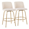 Toriano - Contemporary, Fixed Height Counter Stool With Swivel With Round Footrest (Set of 2)