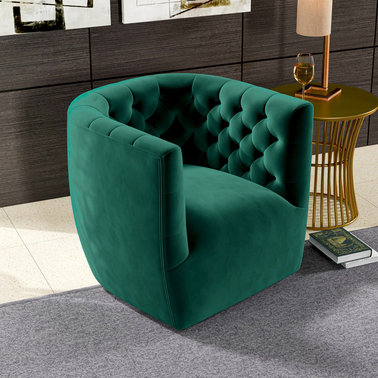 Delaney Velvet Swivel Club Chair