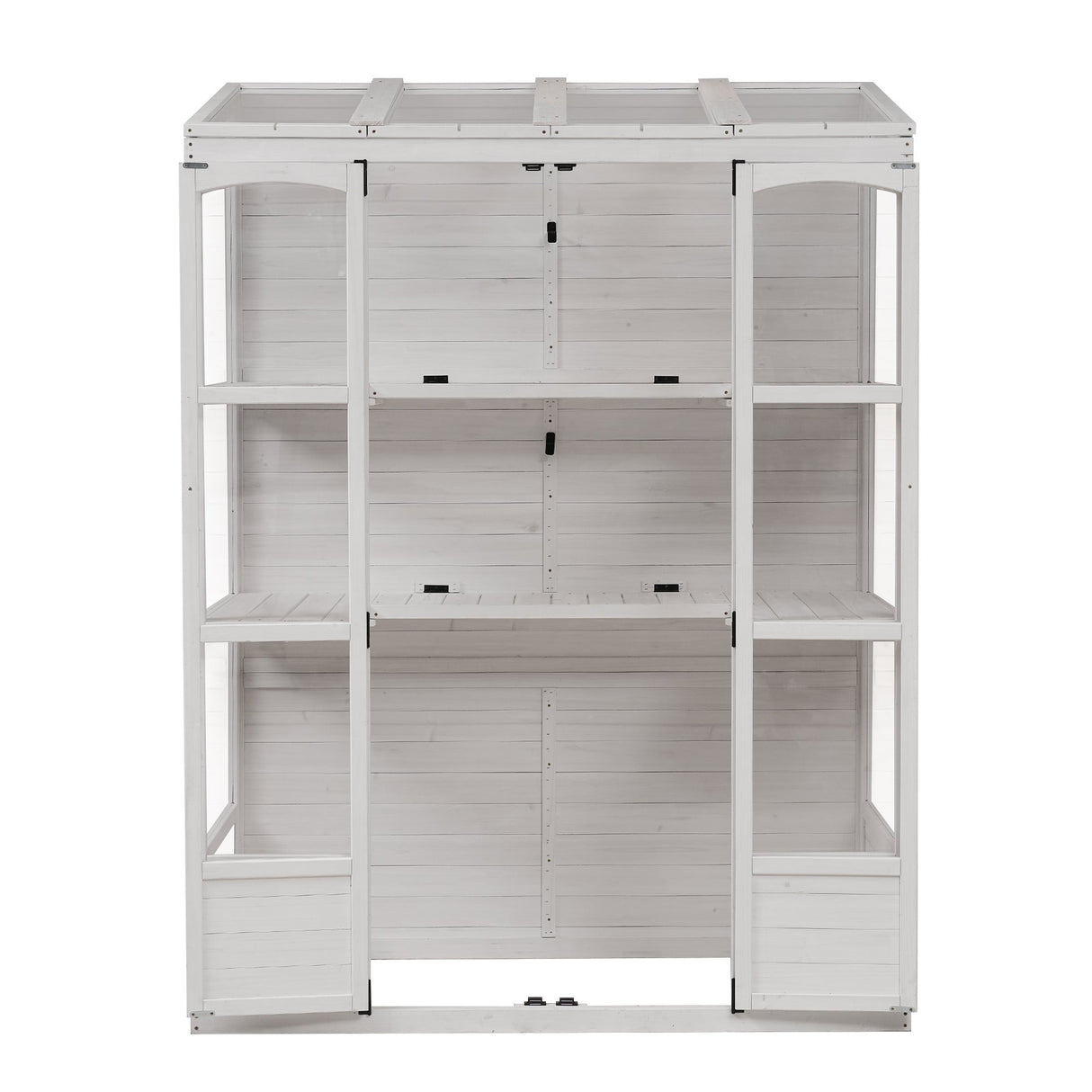 TOPMAX 78-inch Wooden Walk-in Greenhouse with 4 Skylights and Folding Shelves