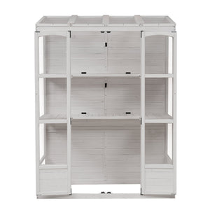 TOPMAX 78-inch Wooden Walk-in Greenhouse with 4 Skylights and Folding Shelves