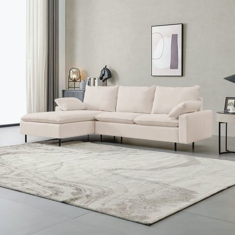 L-Shaped-linen-sectional-sofa-with-right-chaise(left-facing-chaise),Beige-