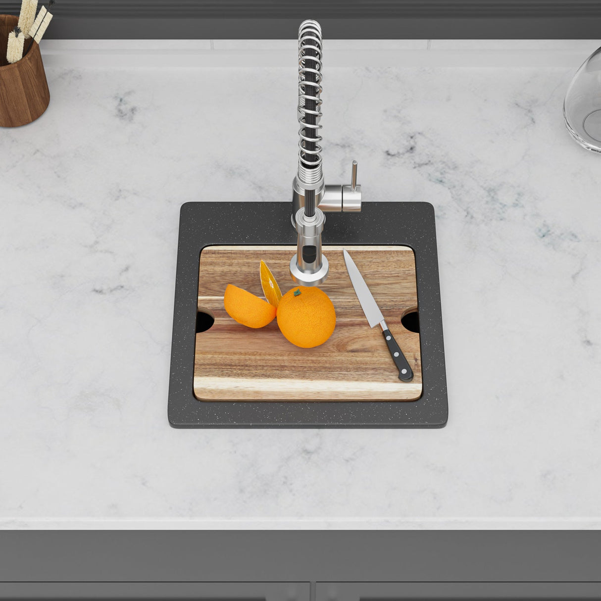 Quartz Drop-In Topmount Bar Sink - 15" x 15" x 9.65"