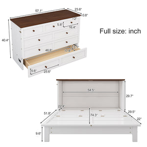 Solid Pine Murphy Bed Chest with Charging Station and Large Storage Drawer